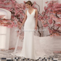 Real Photos Two Piece Ladies sleeveless Fishtail Simple mermaid Satin wedding dress 2020 bridal